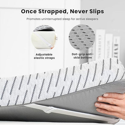 Bamboo Mattress Topper Twin Size 2 Inch, Cooling Gel & Bamboo Charcoal Memory Foam Mattress Topper for Back Pain Relief, Firm Dual-Layer Foam Bed Pad with Removable Cover College Dorm