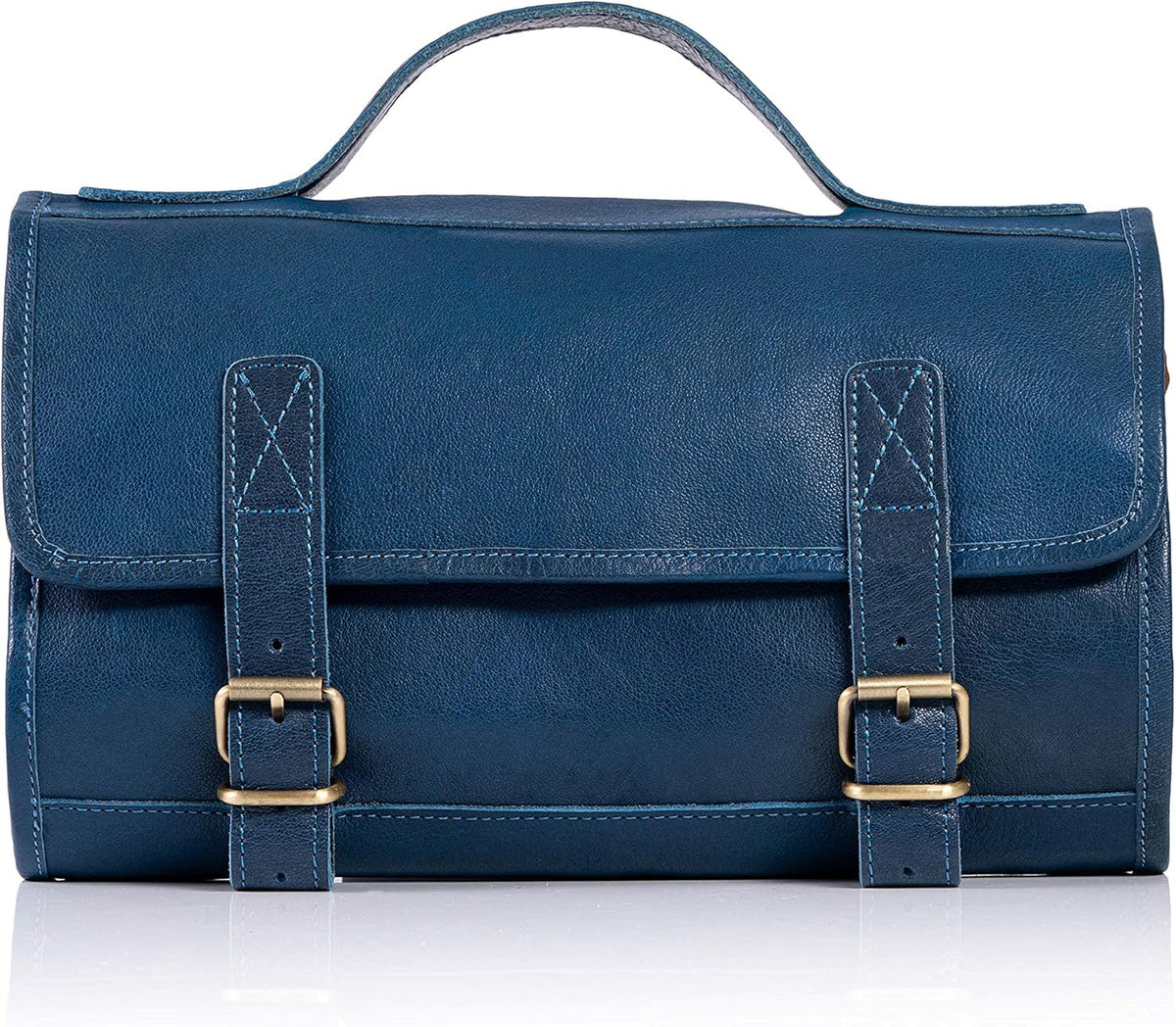 KomalC Premium Buffalo Leather Hanging Toiletry Bag Travel Dopp Kit