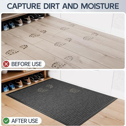 Amyracel Indoor Mat All Season Weather Outside Door Mats, 36"x48" Heavy Duty Rubber Backed Indoor Entrance Mat, Low Profile Doormat for Entryway, Waterproof Outdoor Welcome Door Mats