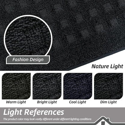 BEQHAUSE Waffle Door Mats Indoor 32"x48", Dog Mat for Muddy Paws Absorbent and Dirt Resist Floor Mats Non-Slip Washable Rugs for Entryway, Welcome Mat for Front Back Door, Muddy Wet Shoes, Black