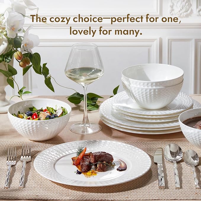 64Pc Bone China Dinnerware & Silverware Set,