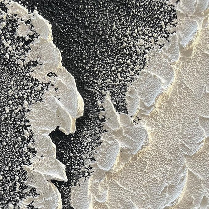 NANKAI Handcrafted Thick Texture Black and White Abstract Canvas Art Ocean Wave Beach Landscape Oil Painting Home Wall Art Deco Oil Painting 24X36 Inches