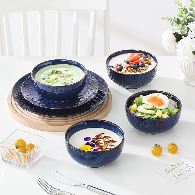 MALACASA 12 Pieces Dinnerware Sets, Modern Plates and Bowls Sets, Kitchen