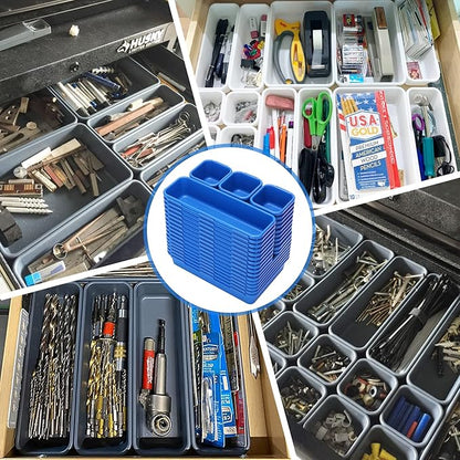 KeFanta 42 Pack Tool Box Organizer Tool Tray Dividers, Rolling Tool Chest Cart Cabinet Workbench Desk Drawer Organization and Storage for Hardware, Parts, Screws, Nuts, Small Tools Organization(Blue)