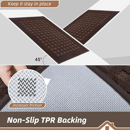 BEQHAUSE Waffle Door Mats Indoor 32"x48", Dog Mat for Muddy Paws Absorbent and Dirt Resist Floor Mats Non-Slip Washable Rugs for Entryway, Welcome Mat for Front Back Door, Muddy Wet Shoes, Dark Brown