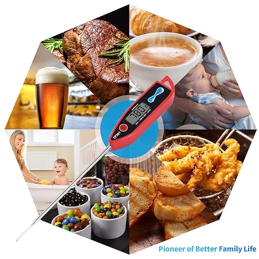 Yacumama Digital Water Thermometer for Liquid, Candle, Instant Read with Waterproof for Food, Meat, Milk, Long Probe