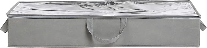 Amazon Basics Under Bed Fabric Zipper Storage Container Bags with Window and Handles, 2-Pack, 30.2 x 20 x 5.7 inches, Gray