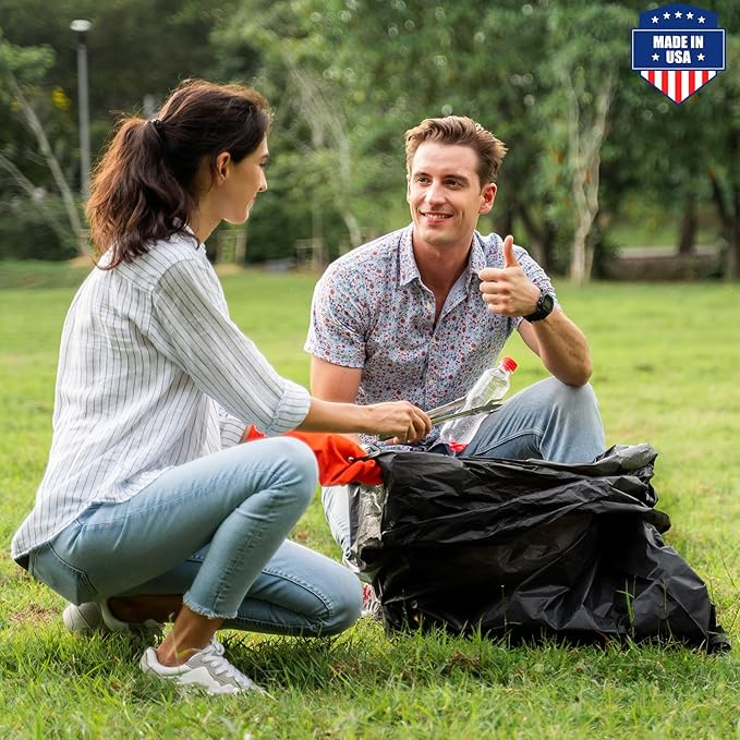 Fuxury 55-60 Gallon Heavy Duty Trash Bags, 100 Count Black Garbage Bags, 23 Mic Thick, 38x58 in, Star-Seal Bottom, Plastic Bags Ideal for Home, Yard & Commercial Use, Made in USA