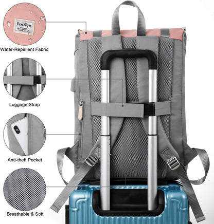 17 Inch Women Backpack School Bags for Teen Girls,College Student Bookbag Computer Backpack with USB Charging Port