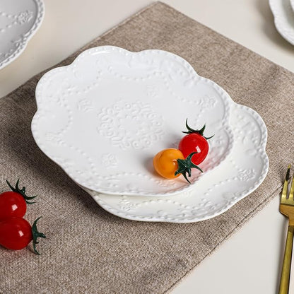 Gaolinci European Palace Series Lace Embossed Ceramic Dinner Plate