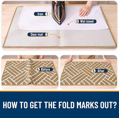 OLANLY Indoor Door Mat, 48x32 Inch, Dirt Resistant and Absorbent, Non-Slip Rubber Backing Floor Mats, Easy Clean Low-Profile Doormat for Entryway, Front Door, and Inside Entrance, Beige