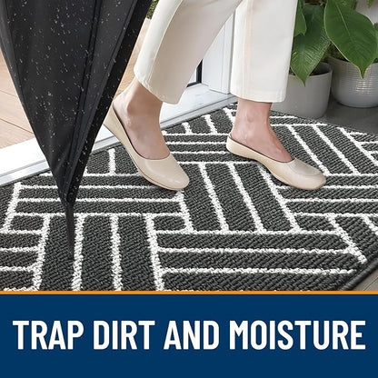 OLANLY Indoor Door Mat, 32x20 Inch, Dirt Resistant and Absorbent, Non-Slip Rubber Backing Floor Mats, Easy Clean Low-Profile Doormat for Entryway, Front Door, and Inside Entrance, Charcoal