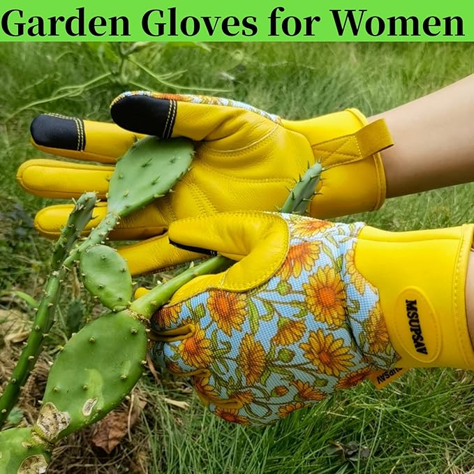 Thorn Proof&Puncture Resistant Gardening Gloves with Grip,Garden Gloves for Women, Leather Work Gloves,Gifts