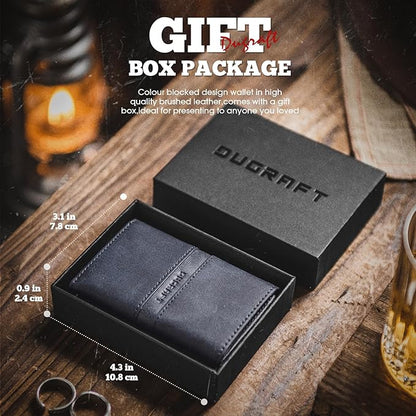 DUGRAFT Mens Wallet for Max.11 Cards with Pop Up Credit Card Ejector Case RFID Blocking, Bills/Cash Compartment and ID Window, Giftbox Packed, Dark Blue