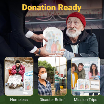84 Pcs Homeless Care Package Supplies Bulk Hygiene Kits with Nail Clipper, Prepasted Disposable Toothbrushes, Razors, Ponchos, Combs, Socks & Drawstring Bags — Ideal Charity or Personal Travel Package