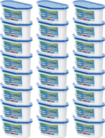Moisture Absorbers, 24 Pack, Compact Dehumidifier for Closet, Efficient Humidity Absorber Boxes, Moisture Absorber for Closet, Odor Eliminator with Fragrance Free, Blue, 6.4oz, 300ml