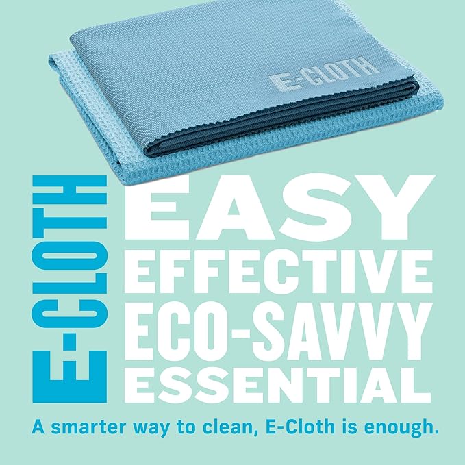 E-Cloth Microfiber Cleaning Cloth Glass Kit - Microfiber Towel Window Cleaning Kit - Microfiber Towels for Cars, Windows, Mirrors, & More - Alaskan Blue