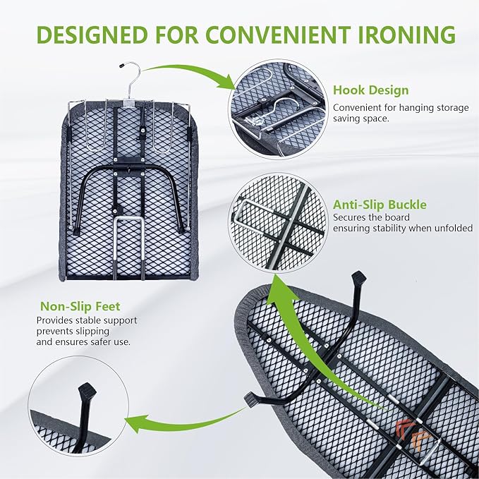 Foldable Table Top Ironing Board with Iron Rest, Portable Ironing Board Small with Heat Resistant Cotton Cover, Mini Iron Board for Small Space and Travel, 31"x12", Black