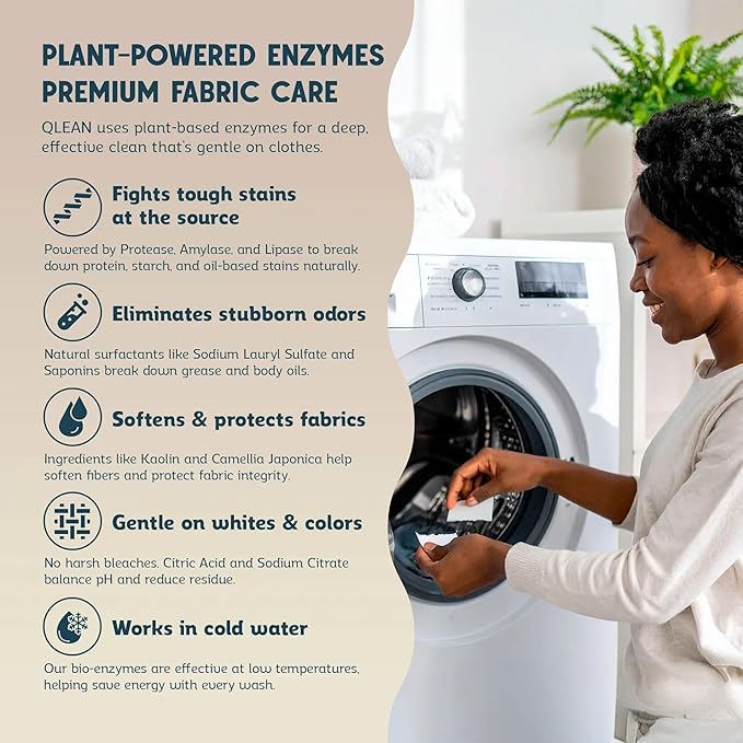 QLEAN Laundry Detergent Sheets (Travel Size 10 Loads) – Travel Laundry Detergent Sheets for Sensitive Skin, Unscented Fragrance Free Eco-Friendly Laundry Soap, HE & Standard Washer Safe, Stain Remover