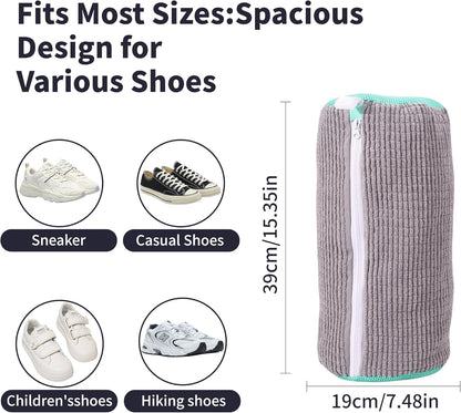 Shoe Washing Bag for Washing Machine, Laundry Shoe Bag for Washer and Dryer, Reusable Shoe Bag, Sneaker Washing Machine Bag (Grey 2pcs)