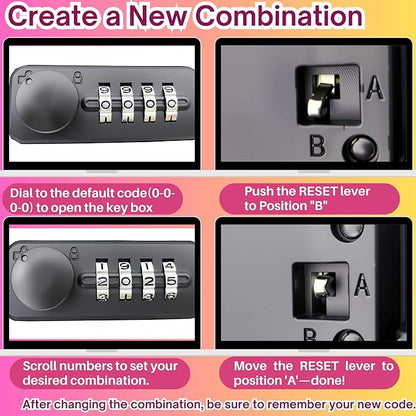 Portable Security Lock Box with Combination Lock, Waterproof Mini Safe Box with Cable, Travel Storage Case for Hotel, Car, Office
