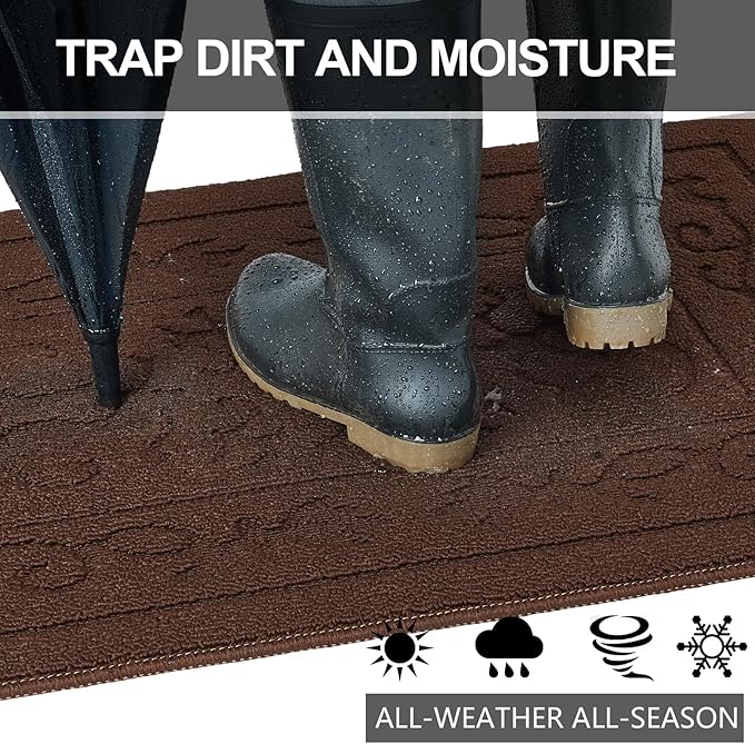 FONEYI Indoor Door Mat 32" x 48", Dirt Trapper Door Mats Non-Slip Entryway Rugs Washable, Absorbent Resist Dirt Welcome Mat, Low Profile Inside Floor Mats for Front Back Door and Entryway, Coffee