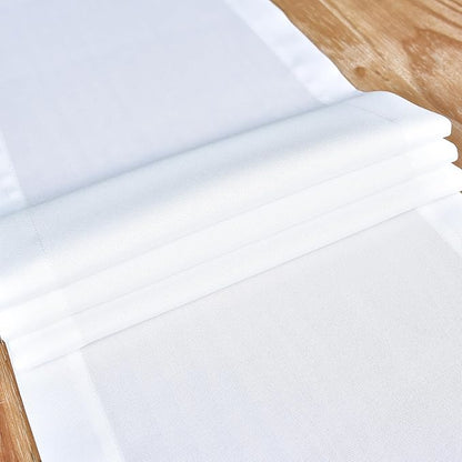 NEWISHER Farmhouse Rustic Table Runner Solid White Rectangular Table Runners Faux Linen Table Runner for Everyday Use Kitchen Dining Party Table 13x60 Inch