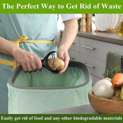 C Crystal Lemon 50 Count Biodegradable Kitchen Food Waste Bags - 6 Gallon Scraps Bags - Heavy Duty Compostable Waste Bags for Kitchen - Unscented Trash Bags 6 Gallon for Yard, Food