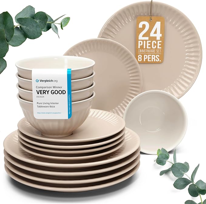 24 Piece Stoneware Dinnerware Set