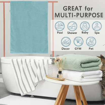 VOOVA & MOVAS Hunter Green Bath Towels, Bath Towels Set of 4, Large 30" x 56" - 100% Cotton | Quick Dry | Thick | Soft | Absorbent, Light Weight Shower Towels, Luxury Towel Gift Set