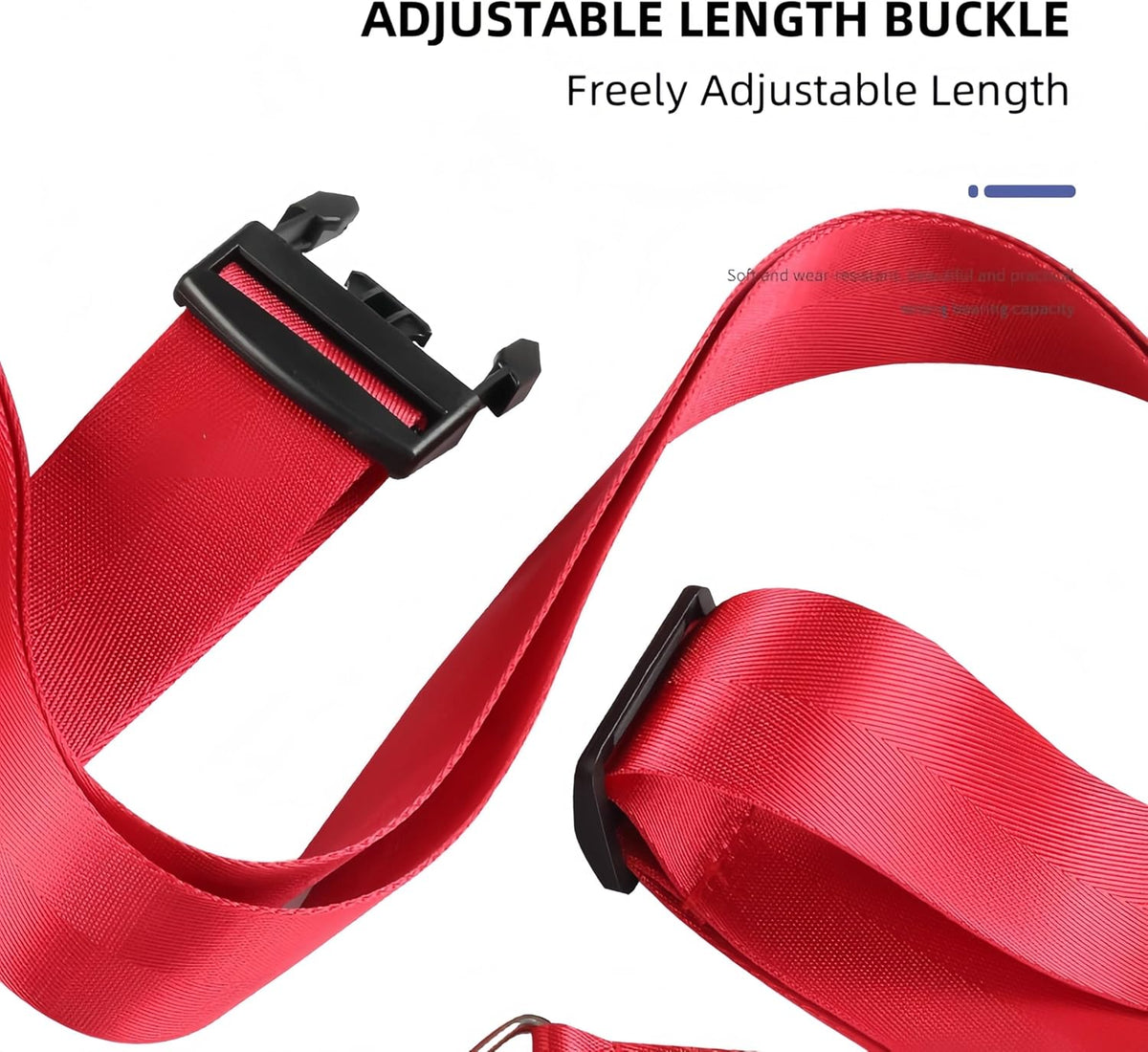2-Pack Adjustable Luggage Straps for Suitcases – 2-Inch Wide Cross Travel Belt for 20"-32" Carry-On, Large & Collapsible Luggage – Durable Seatbelt Material, Suitcase Belts & Connector Straps (red)