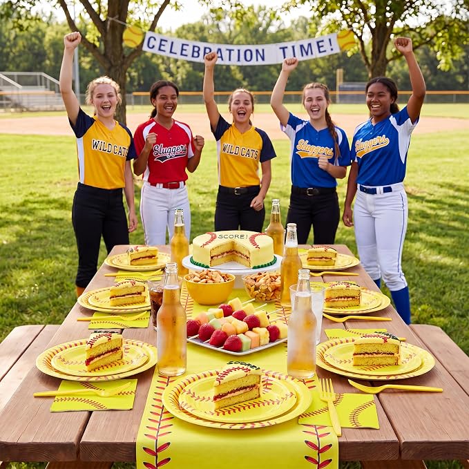 100 Pcs Disposable Softball Party Tableware Set