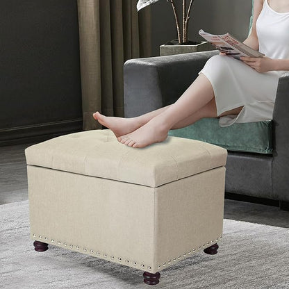Joveco Storage Ottoman Bench Rectangular Fabric Organization Tufted Footrest for Living Room Bedroom, Upholstered Padded Footstool Coffee Table Seat with Lift Top