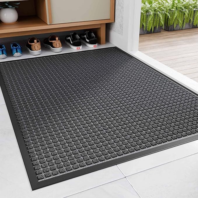 Amyracel Front Door Mat Outdoor Indoor Entrance, 24"x48" All Season Weather Outside Door Mat, Heavy Duty Rubber Backing Doormat for Entryway, Floor Inside Back Door Mats Washable