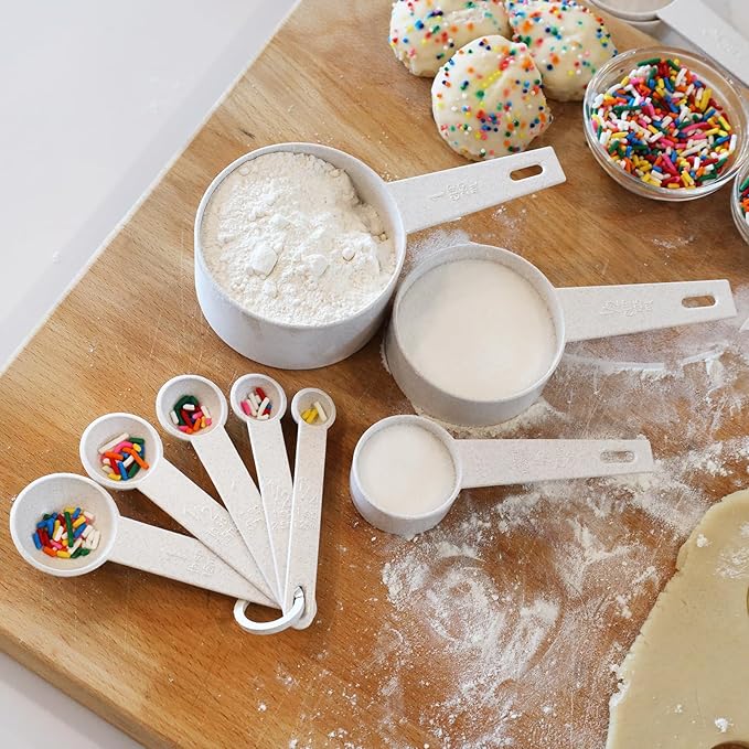 Beille Cream Wheat Straw Measuring Cups Spoons Set Cooking Baking Tools 10pc