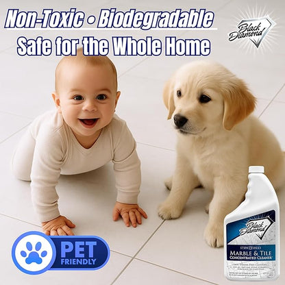 MARBLE & TILE FLOOR CLEANER. Great for Ceramic, Porcelain, Granite, Natural Stone, Vinyl and Brick. No-rinse Concentrate. (1-Quart)