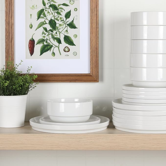 Gibson Home Rothernberg 18-Piece Stackable Porcelain Dinnerware Set, Service