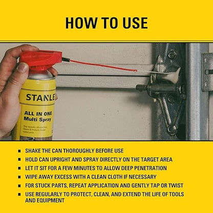 Stanley T240 Corrosion Inhibitor Spray - Rust Remover&Cleaner Aerosol - Versatile Rust Prevention Spray for Garage, RV, Woodworking, Power Tools - 11 Oz, 1 Pack