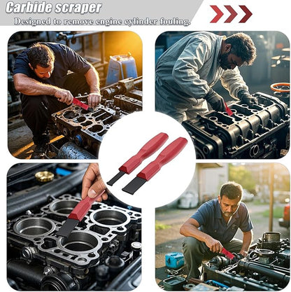 2PC Carbide Scraper, 1-1/4-Inch and 5/8-Inch Super Carbide Gasket Scraper with Storage Case for Metal and Automotive Cleaning (Red)