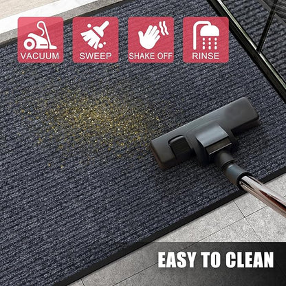 Kuyal Front Door Mat, 3'x10' Indoor Outdoor Entrance, Commercial Floor Inside Outside Entrance, Heavy Duty Durable Welcome Mat, Rubber Backing Non Slip Outdoor Mats for Entryway,Dark Gray
