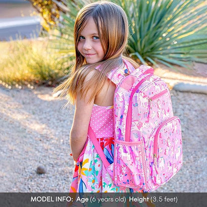 mibasies Girls Backpack 5-8: Lightweight Kids Backpacks for Girls - Girl Bookbag for Elementary School - Flower Unicorn