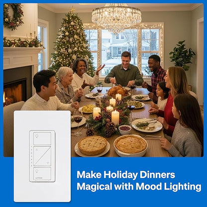 Lutron Caseta 3 Way Smart Dimmer Light Switch Kit, Includes Pico Remote, Bracket, and LED Dimmer Switch, No Neutral Required, P-PKG1WB-WH