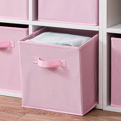 Stero 13x13x13 Inch Fabric Storage Bins 6 Pack Fun Colored Durable Storage Cubes with Handles Foldable Cube Baskets for Home, Kids Room, Closet and Toys Organization Pink