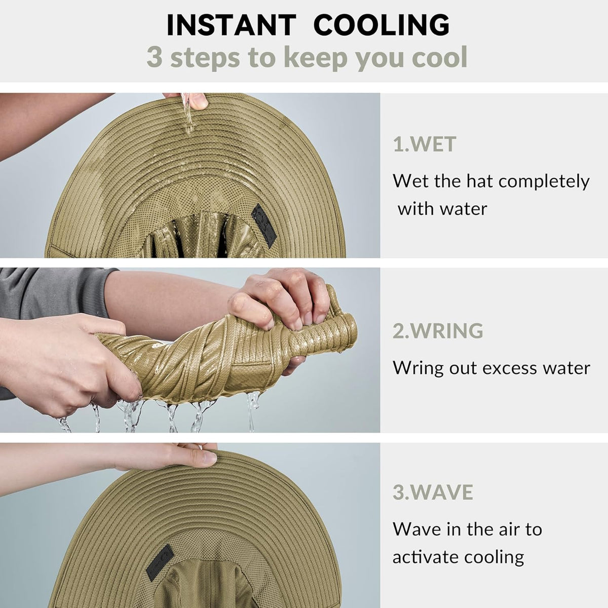 Sukeen Cooling Sun Hat for Men Women UPF50+ Wide Brim Fishing Hat with Neck Flap Adjustable Foldable Bucket Hat for Hiking