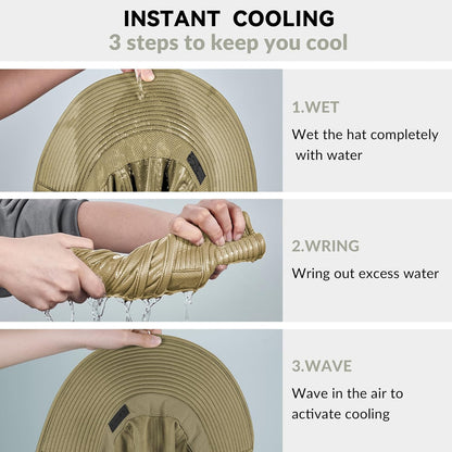 Sukeen Cooling Sun Hat for Men Women UPF50+ Wide Brim Fishing Hat with Neck Flap Adjustable Foldable Bucket Hat for Hiking