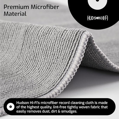 Hudson Hi-Fi Anti Static Microfiber Record Cleaning Cloth - 5 pk - The Audiophiles Anti-Scratch Lint & Dust Magnets - 7X Capillary Absorption LP & Record Cover Cleaner Protector Cleaning Cloths