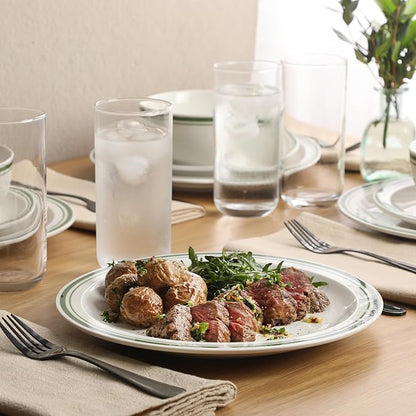 Gibson Home Hometown Diner 12-Piece Porcelain Dinnerware Set, Round Plates and