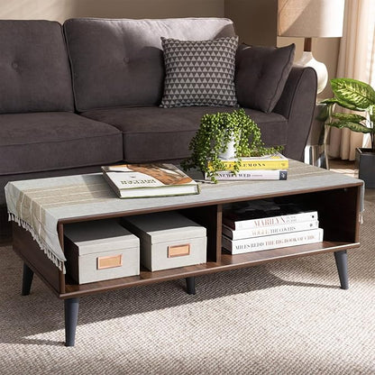 Coffee Table Cloth, Coffee Table Cover with Pockets and Tassel, Coffee Color for Living Room Small Rectangle Tablecloths Washer Dryer Fridge Top Dust Cover,Easy Care Machine Washable
