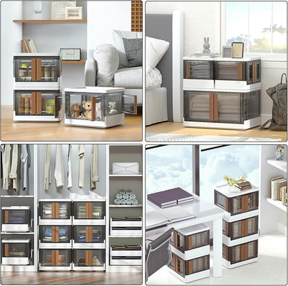 HAIXIN Cube Storage Bins with Lids, organization and storage with 4 Doors, Stackable Storage Containers, 6.86 Gal Collapsible Closet Organizer, 1 Pack