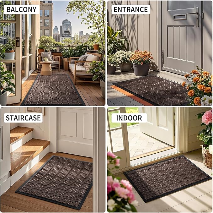 Yimobra Large Door Mat Outside Entrance 47x32, Waterproof Heavy Duty Outdoor Mats for Front Door, Non Slip Rubber Entry Mat for Garage Patio, Easy Clean, Brown